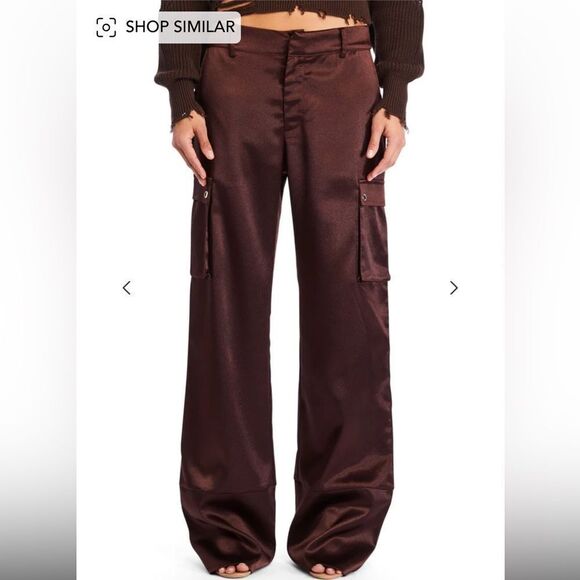 SER.O.YA Pants - NWT Ser.o.ya mid rise cargo pants brown satin wide leg baggy plus size XXL